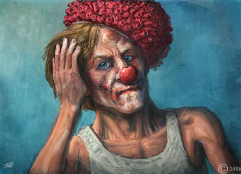 james olley surreal portrait of a clown van gogh inspired style art impresionistic style