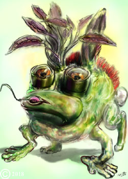 james olley surreal creature design of a frog art impresionistic